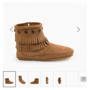 Minnetonka Moccasin Double Fringe Side Zip Boot